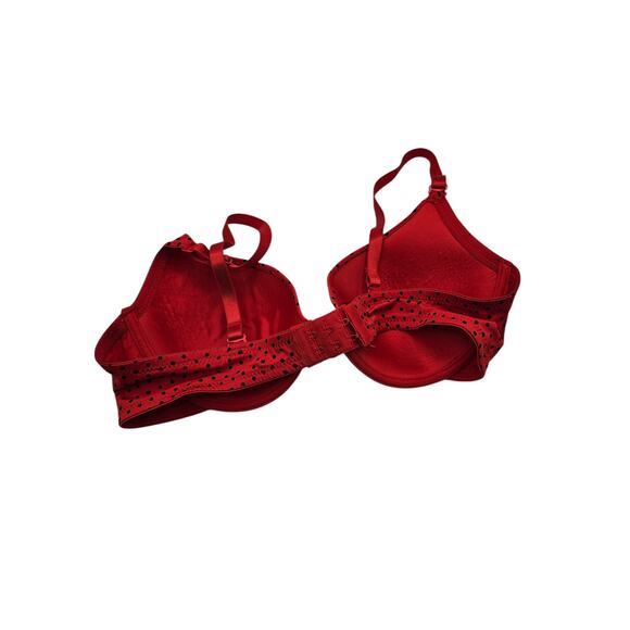 Vintage Y2K Rampage Intimates Sz 36C T Shirt Bra Red Black Polka Dot - Picture 4 of 6